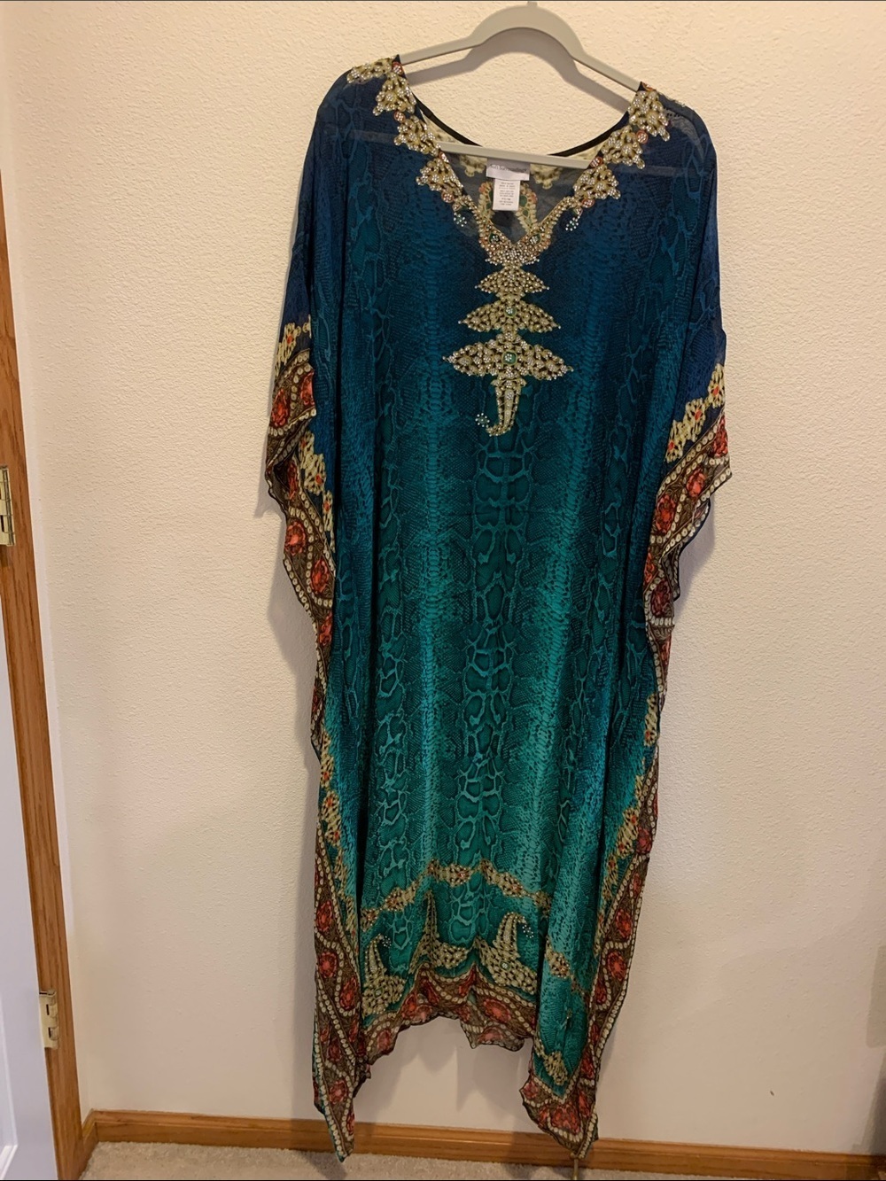 Soft Surroundings Cote D’azur Chiffon  Kaftan Dress - Embellished Rare Vintage​​
